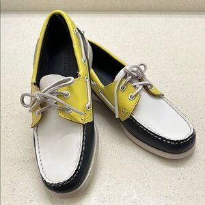 🐠NWOT🐠 Sebago Tri-Color All Leather Boat Shoes with Rawhide Laces